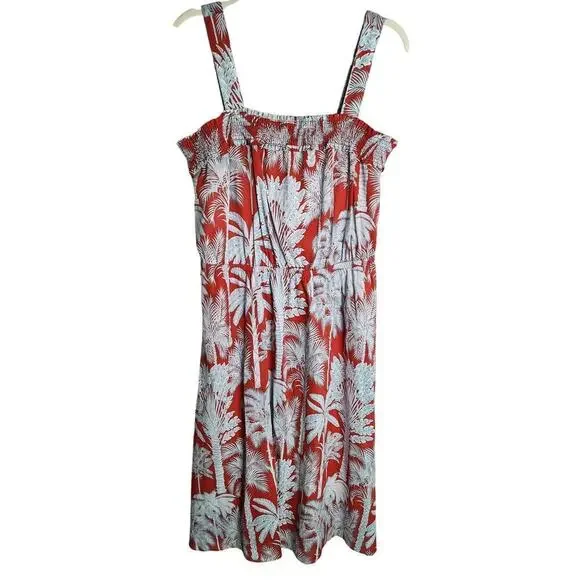 Talbots Oasis Palm Voile Fit and Flare Dress sz 12 lined resort vacation nwt - Picture 2 of 12